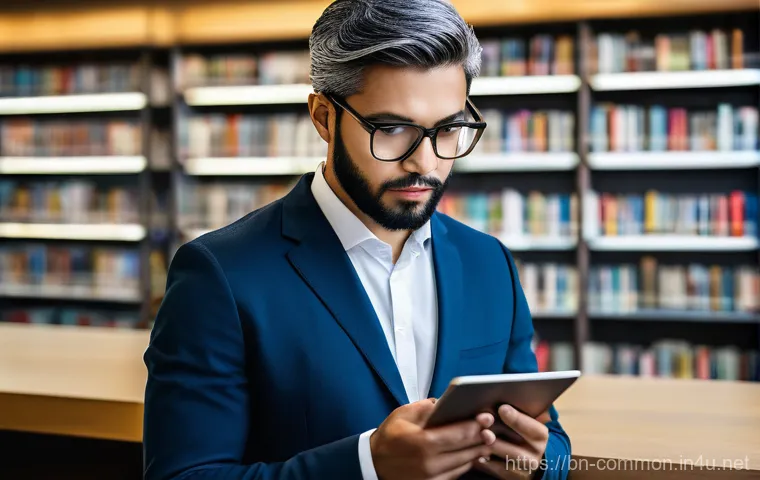 디지털 시대 상식 - **Prompt:** "A diverse young adult, wearing a comfortable t-shirt and jeans, is sitting at a modern ...