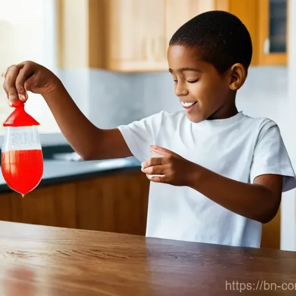 과학 실험 - **A joyful child conducting a chemical reaction experiment.**
**Prompt:** A curious and excited ...