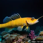 Home 19 대양 탐험 - A highly detailed underwater scene showcasing a mysterious deep-sea dragonfish and golden quillfish ...